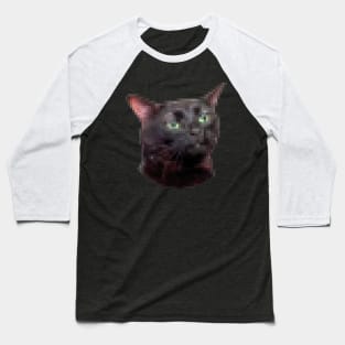 8bit Zoned Out Black Cat Baseball T-Shirt